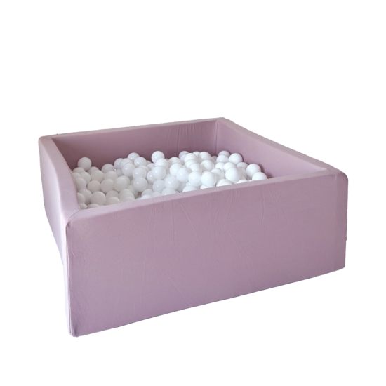 Moje Moje | Piscine à balles carrée en coton - Rose 106x106x40 cm + Balles