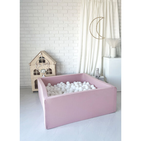 Moje Moje | Piscine à balles carrée en coton - Rose 106x106x40 cm + Balles