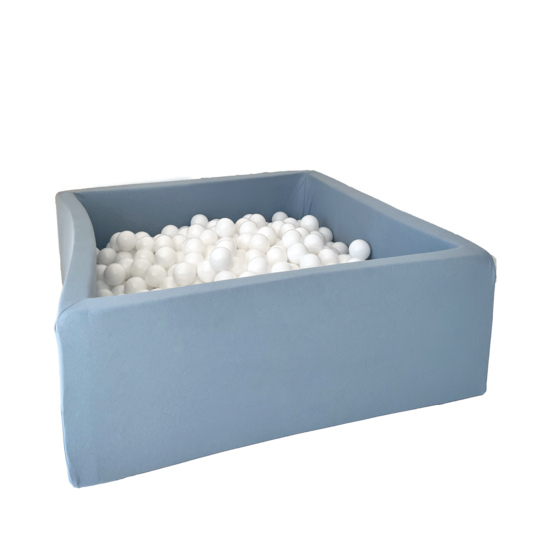 Moje Moje | Piscine à balles carrée en coton - Bleu 106x106x40 cm + Balles