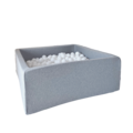 Moje Moje | Piscine à balles carrée en coton - Gris clair 106x106x40 cm + Ballen
