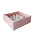 Moje Moje | Piscine à balles carrée en velours doux - Rose clair 106x106x40 cm + Balles