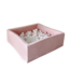 Moje Moje | Piscine à balles carrée en velours doux - Rose clair 106x106x40 cm + Balles