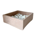 Moje Moje | Piscine à balles carrée en velours doux - Beige foncé 106x106x40 cm + Balles