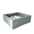 Moje Moje | Piscine à balles carrée en velours doux - Gris 106x106x40 cm + Balles