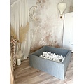 Moje Moje | Piscine à balles carrée en velours doux - Gris 106x106x40 cm + Balles