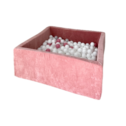 Moje | Piscine à balles carrée en velours doux  - Rose foncé 106x106x40 cm + Balles