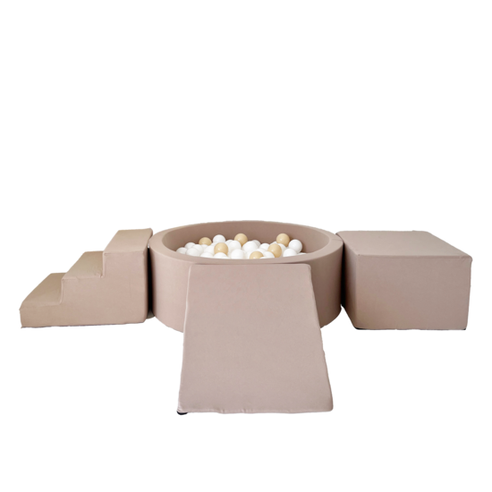 Moje Moje | Coton 3 éléments + piscine à balles - Beige 90 x 30 cm + 200 balles