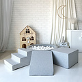 Moje Moje | Coton 3 éléments + piscine à balles - Gris clair 90 x 30 cm + 200 balles