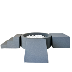 Moje | Coton 3 éléments + piscine à balles - Gris 90 x 30 cm + 200 balles