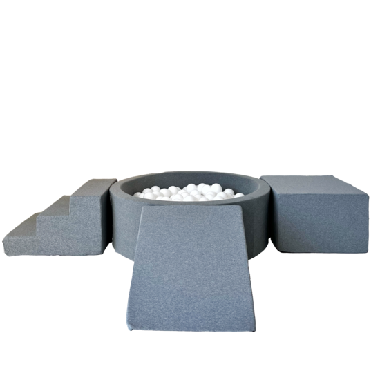 Moje Moje | Coton 3 éléments + piscine à balles - Gris 90 x 30 cm + 200 balles