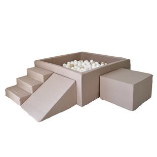 Moje | Coton 3 éléments + piscine à balles - Beige 106 x 106 x 40 cm + 400 balles