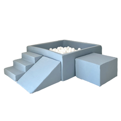 Moje | Coton 3 éléments + piscine à balles - Bleu 106 x 106 x 40 cm + 400 balles