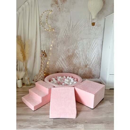 Moje Moje | Velours doux 3 éléments + piscine à balles  - rose clair 90 x 30 cm + 200 balles