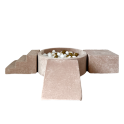 Moje | Velours doux 3 éléments + piscine à balles - Beige foncé  90 x 30 cm + 200 balles