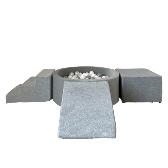 Moje Moje | Velours doux 3 éléments + piscine à balles - Gris  90 x 30 cm + 200 Balls -
