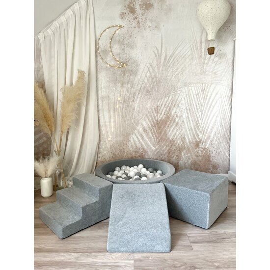 Moje Moje | Velours doux 3 éléments + piscine à balles - Gris  90 x 30 cm + 200 Balls -