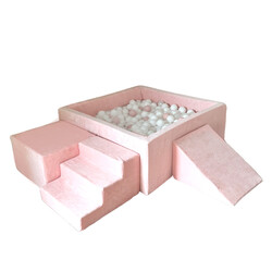 Moje | Velours doux 3 éléments + piscine à balles - rose clair 106 x 106 x 40 cm + 400 balles