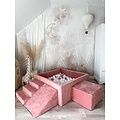 Moje Moje | Velours doux 3 éléments + piscine à balles - rose framboise 106 x 106 x 40 cm + 400 balles