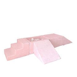 Moje | Velours doux 4 éléments + piscine à balles - rose clair 65 x 35 x 30 cm + 100 balles