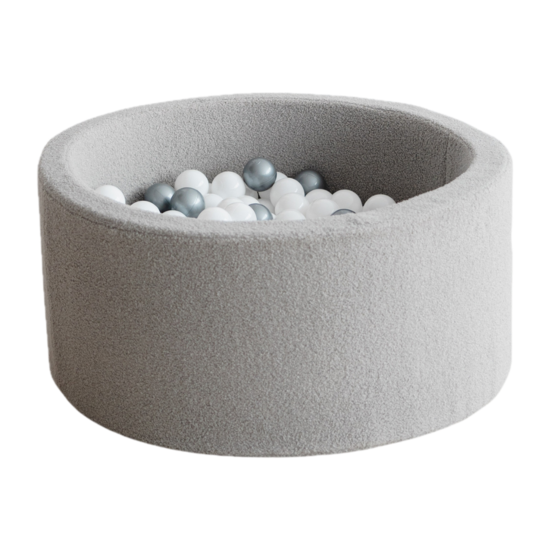 Moje Moje | Piscine à balles Bouclé - Gris 90x40 cm + Balles