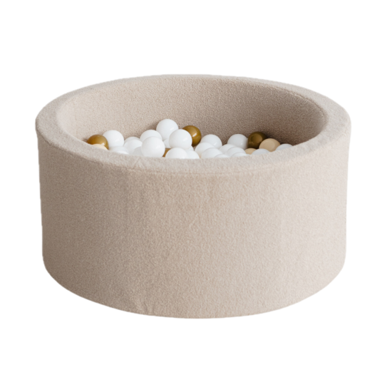 Moje Moje | Piscine à balles Bouclé - Beige 90x40 cm + Balles