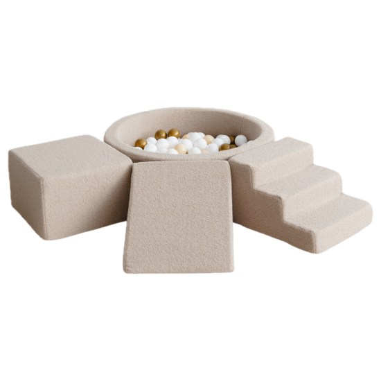 Moje Moje | 3 éléments + piscine à balles - Bouclé  Beige 90 x 30 cm + 200 balles