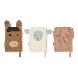 Liewood Sylvester Farmhouse Lot de 3 gants de toilette Couleur toscane clair mix