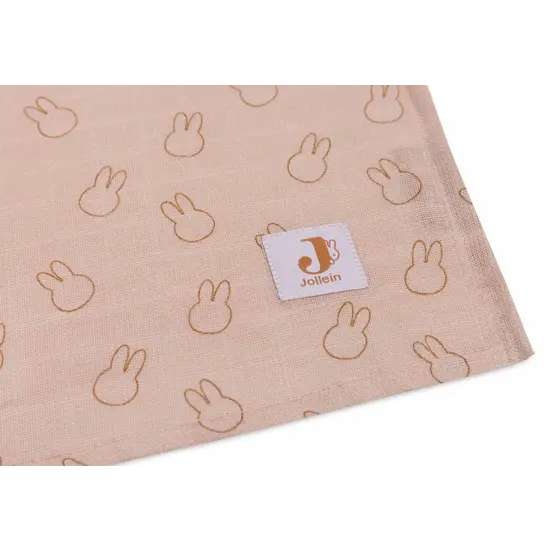 Jollein Jollein | Lingette hydrophile grande 115 x 115 cm Miffy Silhouettes - Wild Rose - 2 pièces