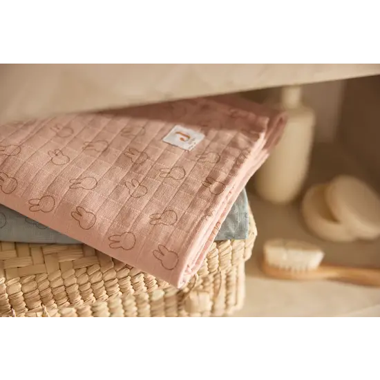 Jollein Jollein | Lingette hydrophile grande 115 x 115 cm Miffy Silhouettes - Wild Rose - 2 pièces