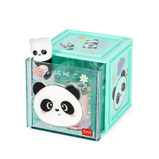 Legami Legami | Boîte de rangement empilable pour bureau - Cutie Cube - Panda
