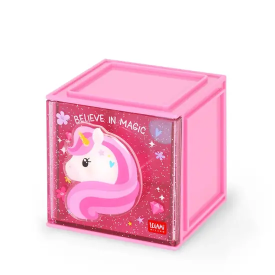 Legami Legami | Boîte de rangement empilable pour bureau - Cutie Cube Unicorn