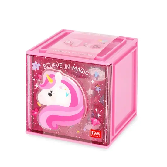 Legami Legami | Boîte de rangement empilable pour bureau - Cutie Cube Unicorn