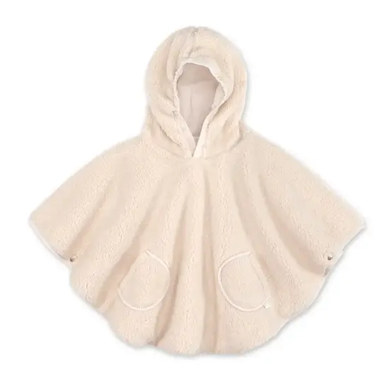 Bemini Bemini | Poncho Softy Teddy Ficelle Outside Poncho de voyage Écru 9-36 mois