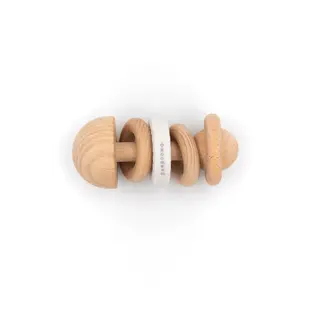 Bamboom | Hochet en bois et silicone blanc