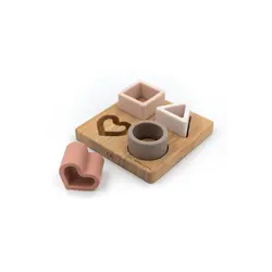 Bamboom | Puzzle cœur en bambou et silicone rose
