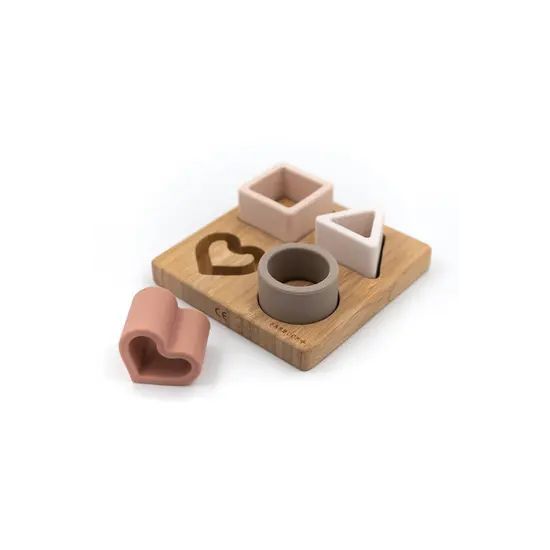 Bamboom Bamboom | Puzzle cœur en bambou et silicone rose