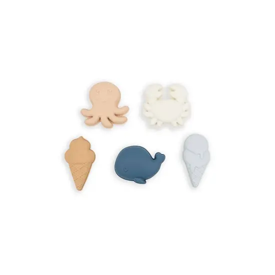 Bamboom Bamboom | Jouets de plage Set de formes Bleu Silicone 5 pièces