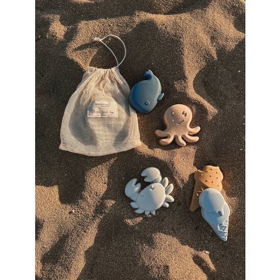 Bamboom Bamboom | Jouets de plage Set de formes Bleu Silicone 5 pièces