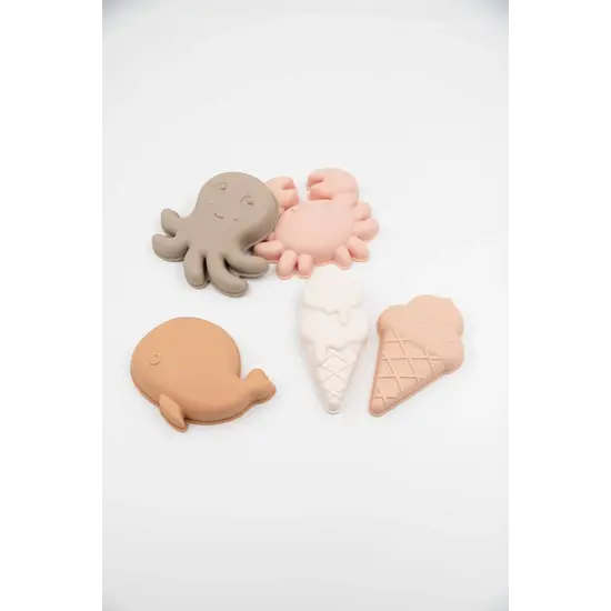 Bamboom Bamboom | Jouets de plage Set de formes en silicone rose, lot de 5