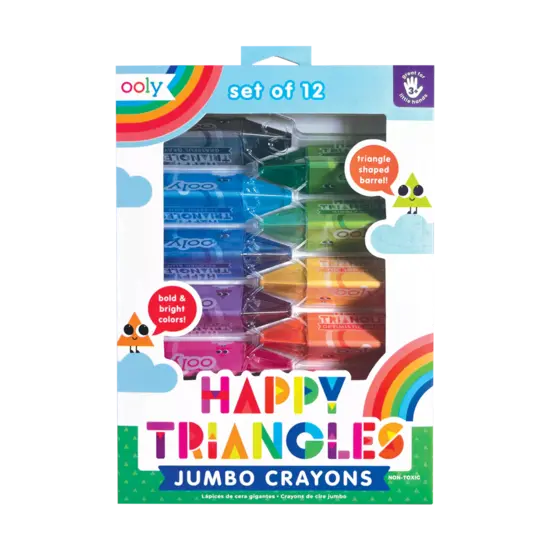 Ooly Ooly | Happy Triangles Jumbo Crayons de couleur, lot de 12
