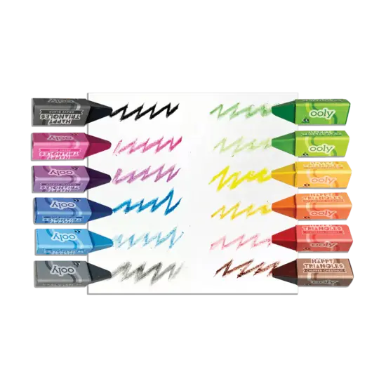 Ooly Ooly | Happy Triangles Jumbo Crayons de couleur, lot de 12