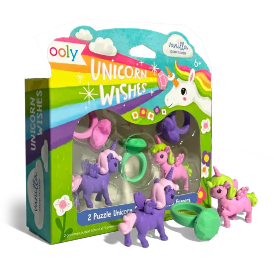 Ooly Ooly | Unicorn Wishes Set de 5 gommes parfumées en forme de puzzle
