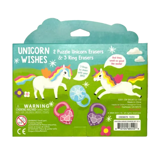 Ooly Ooly | Unicorn Wishes Set de 5 gommes parfumées en forme de puzzle
