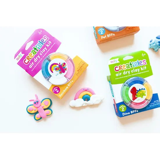 Ooly Ooly | Kit de pâte à modeler mini séchant à l'air libre Creatibles - Rainbow BFFs