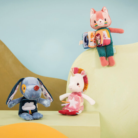 Lilliputiens Lilliputiens | Lena la licorne Glow-In-The-Dark Livre en peluche et tissu