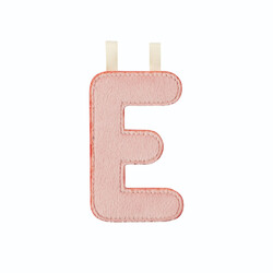 Lilliputiens | Lettre E en tissu réversible rose phosphorescent