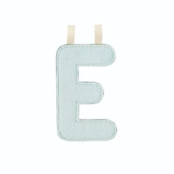 Lilliputiens | Lettre E en tissu réversible bleu phosphorescent