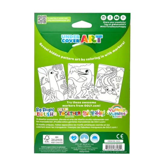 Ooly Ooly | Cartes artistiques à colorier avec motifs cachés Undercover Art Dino Tales