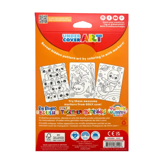Ooly Ooly | Cartes artistiques à colorier avec motifs cachés Undercover Art Smitten Kittens