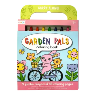 Ooly | À emporter partout ! Livre de coloriage et ensemble de crayons de couleur Garden Pals Ensemble de 9 crayons de couleur